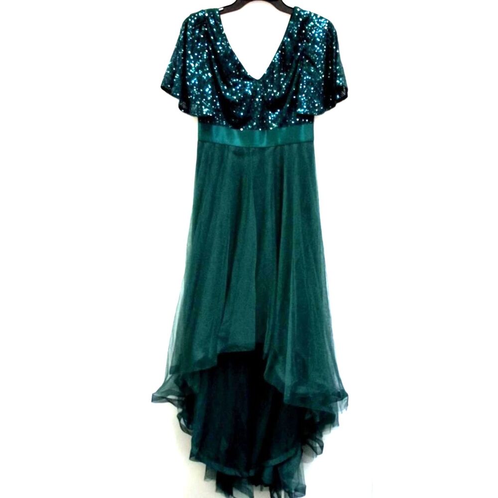 Xucthhc Classic Collection Emerald Green Sequin High Low Dress M NWT